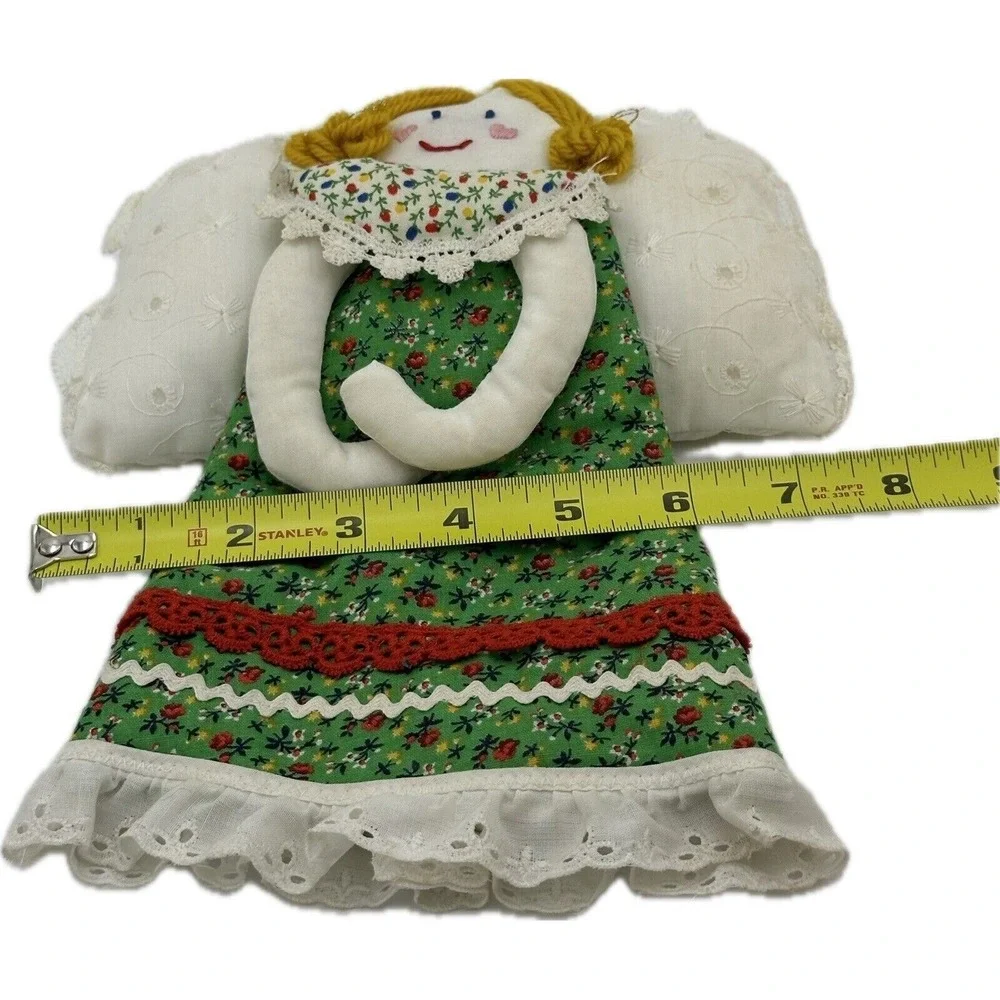 VTG Angel Cloth Christmas Tree Topper Hand Made Sewn Eyelet Lace Granny Core 10
